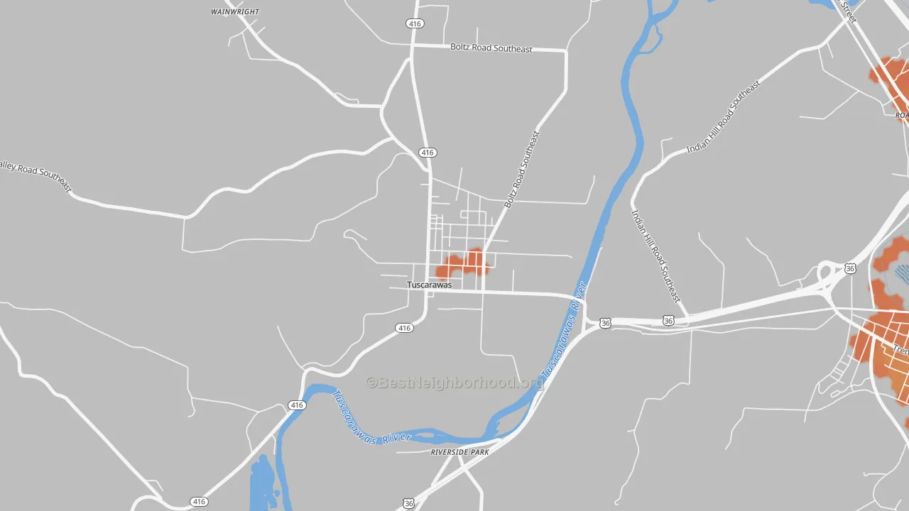 Bike Grade map of Tuscarawas, OH