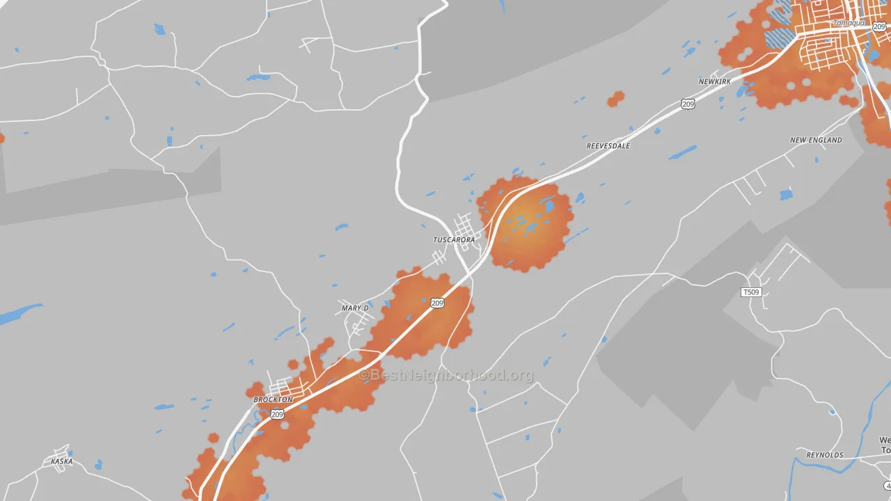 Bike Grade map of Tuscarora, PA