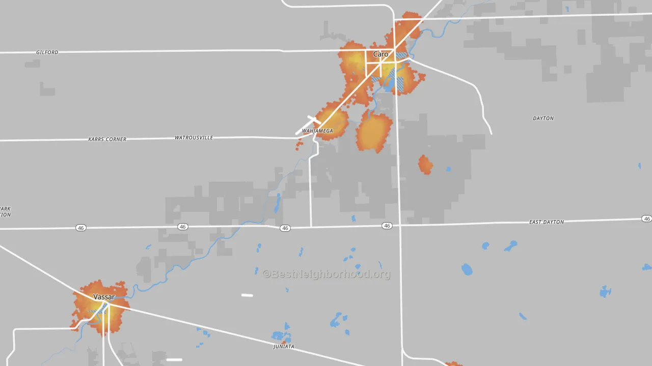 Bike Grade map of Tuscola County, MI