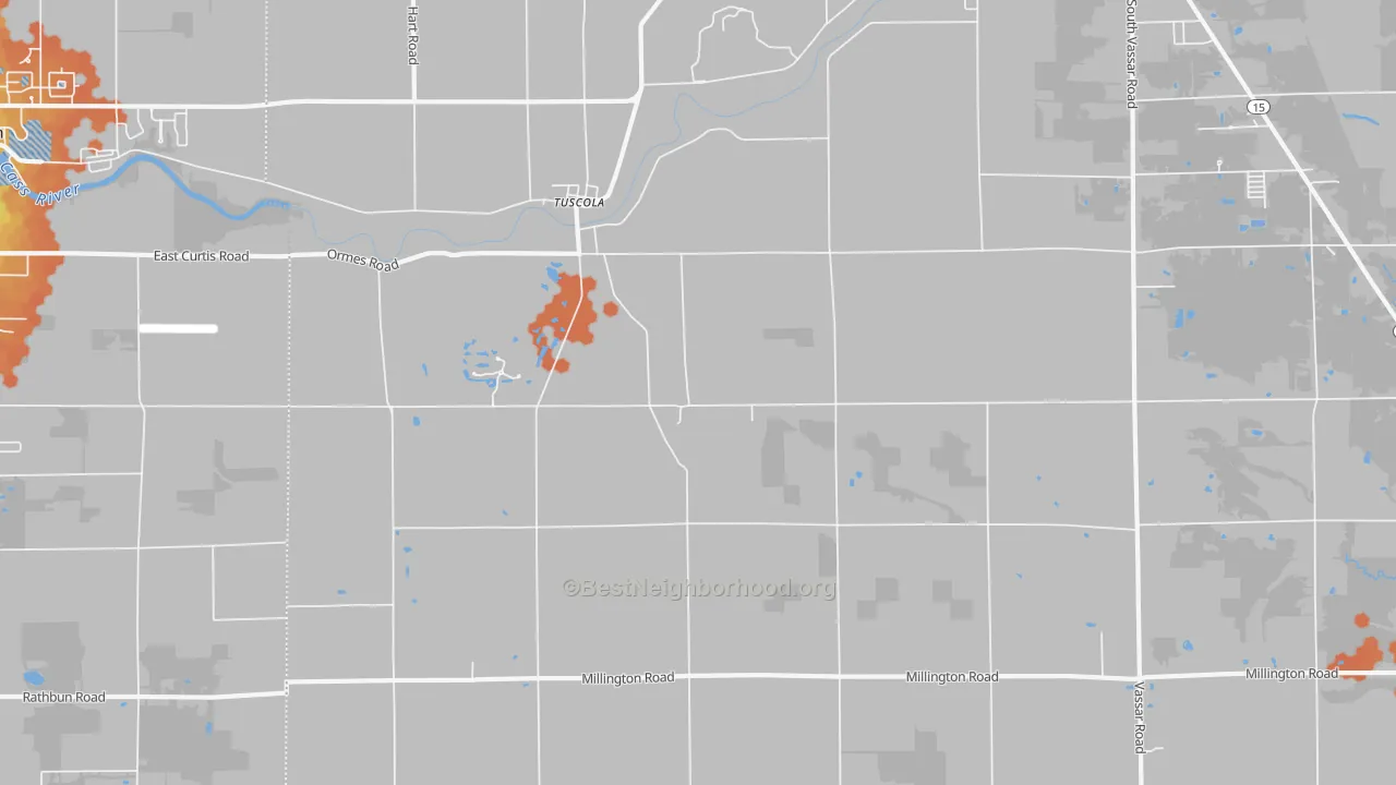 Bike Grade map of Tuscola, MI