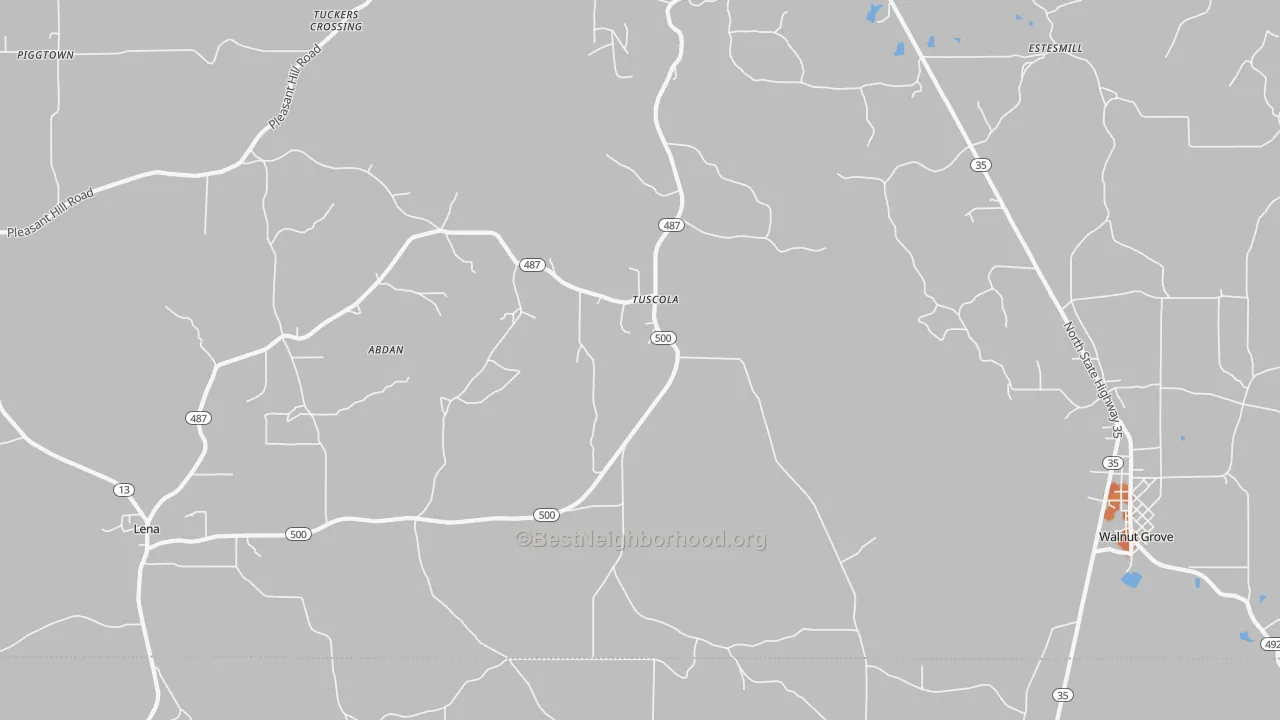 Bike Grade map of Tuscola, MS