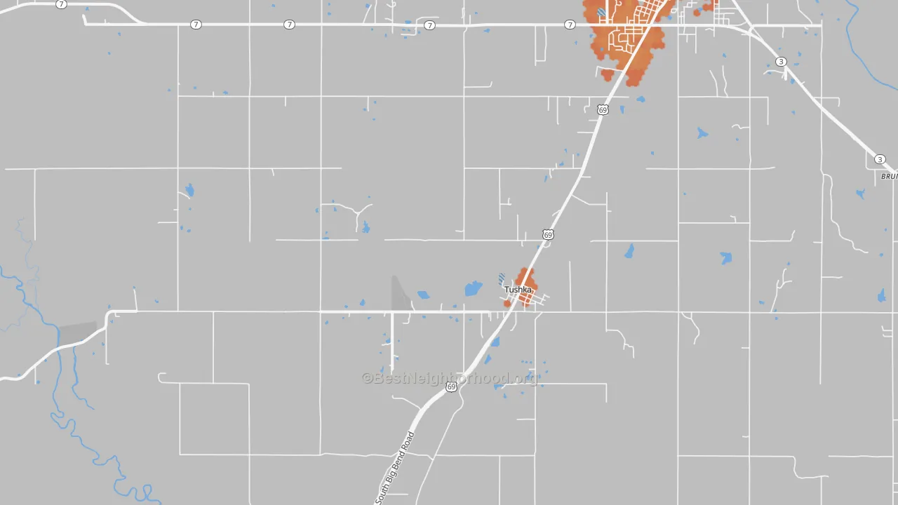 Bike Grade map of Tushka, OK