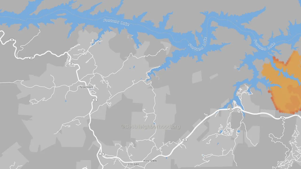 Bike Grade map of Tuskeegee, NC