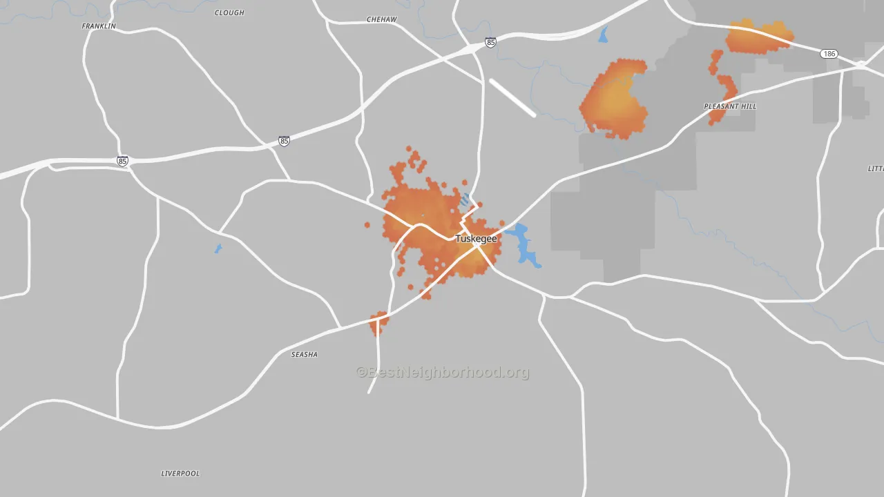 Bike Grade map of Tuskegee, AL