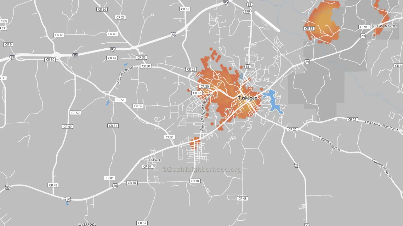Bike Grade map of Tuskegee Institute, AL