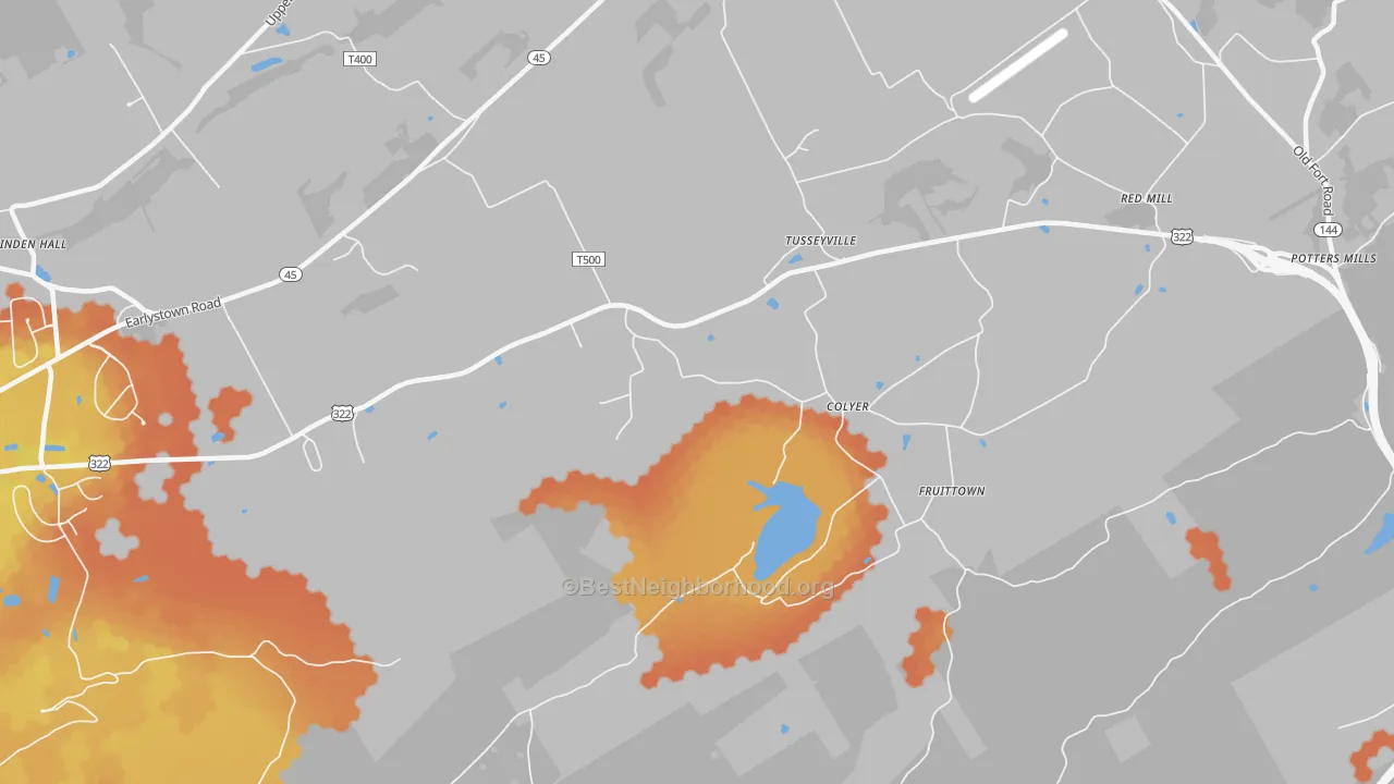 Bike Grade map of Tusseyville, PA