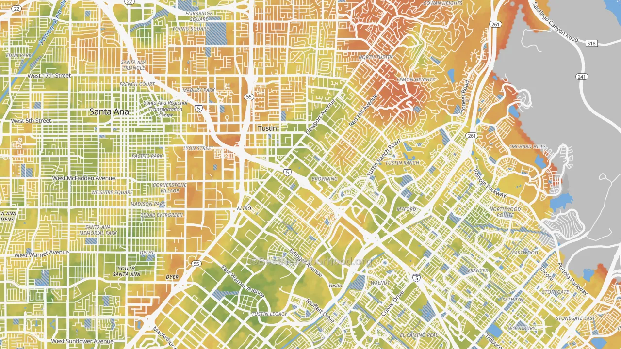 Bike Grade map of Tustin, CA