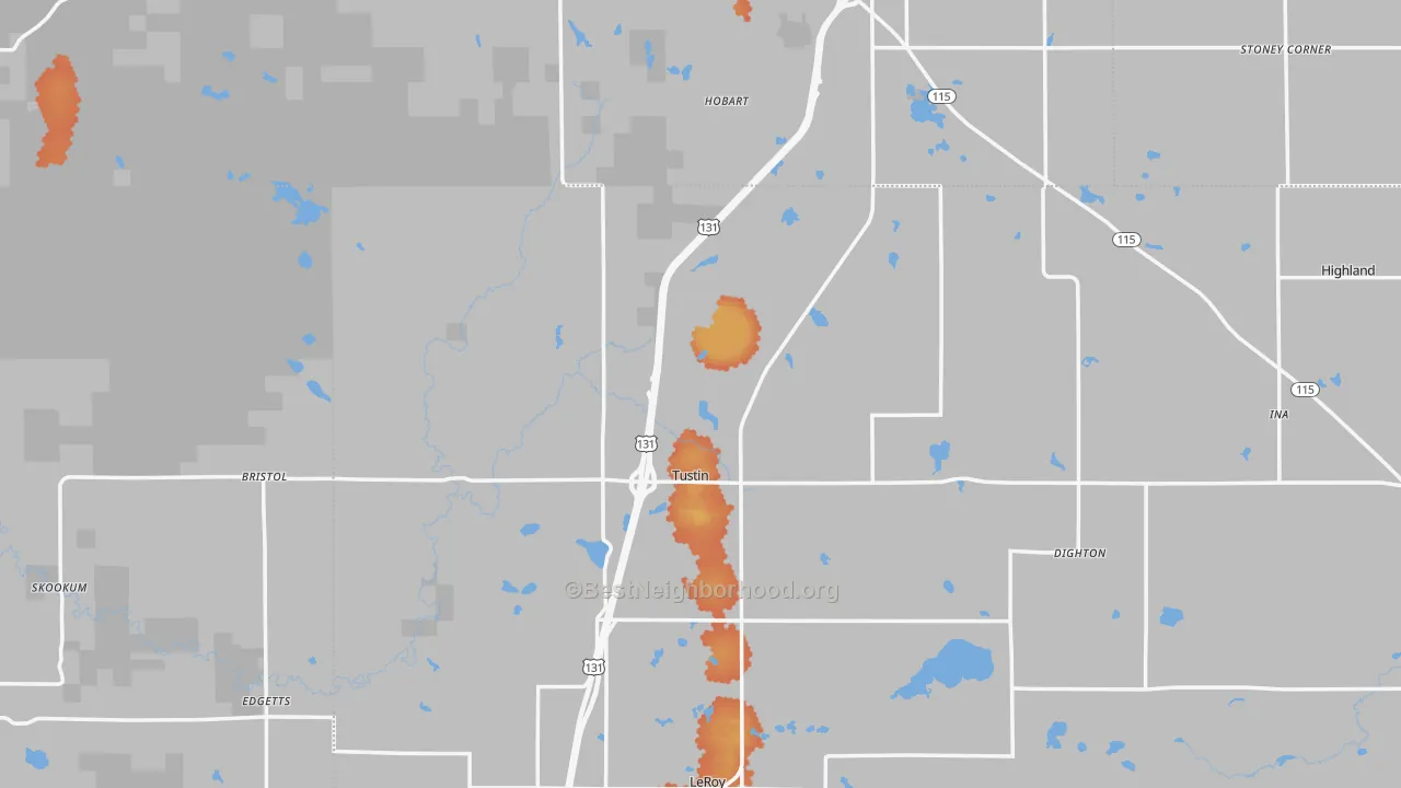 Bike Grade map of Tustin, MI