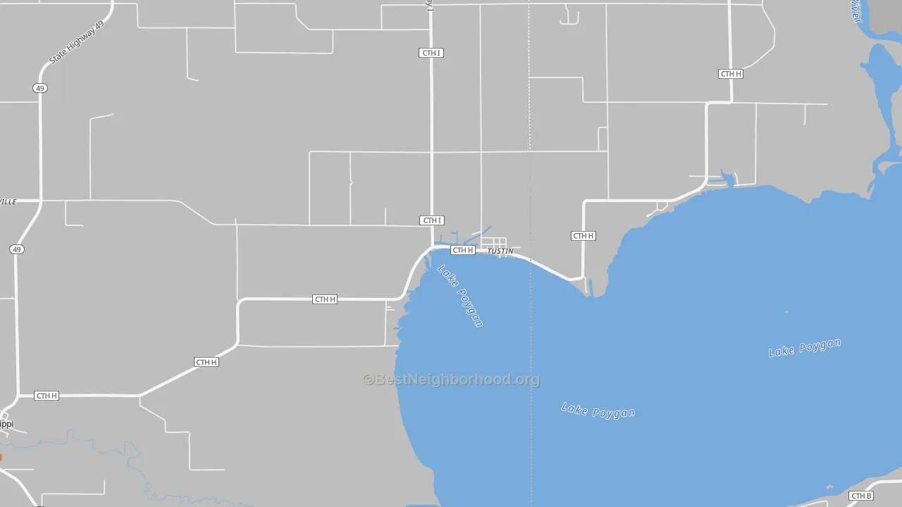 Bike Grade map of Tustin, WI