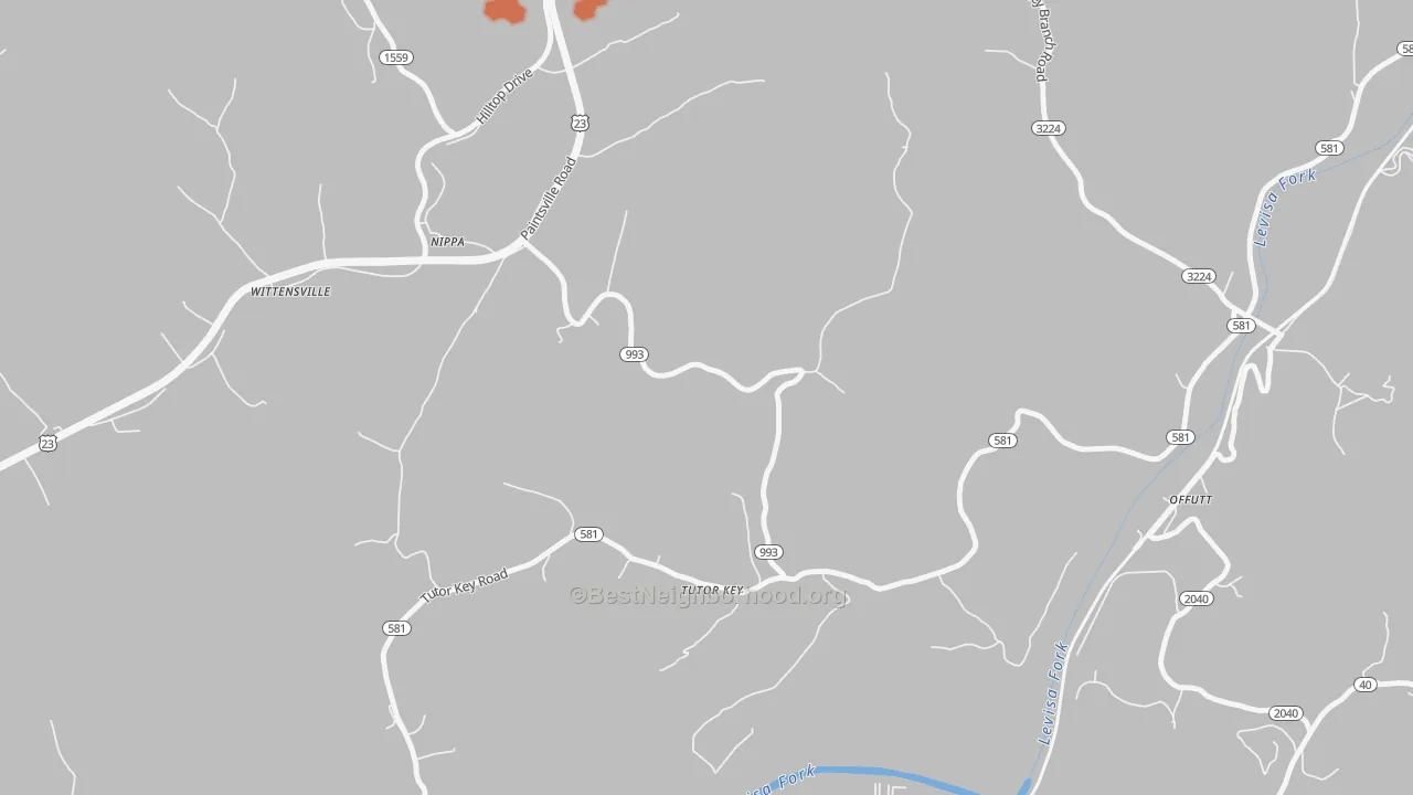 Bike Grade map of Tutor Key, KY