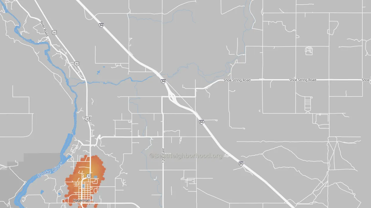 Bike Grade map of Tuttle, ID