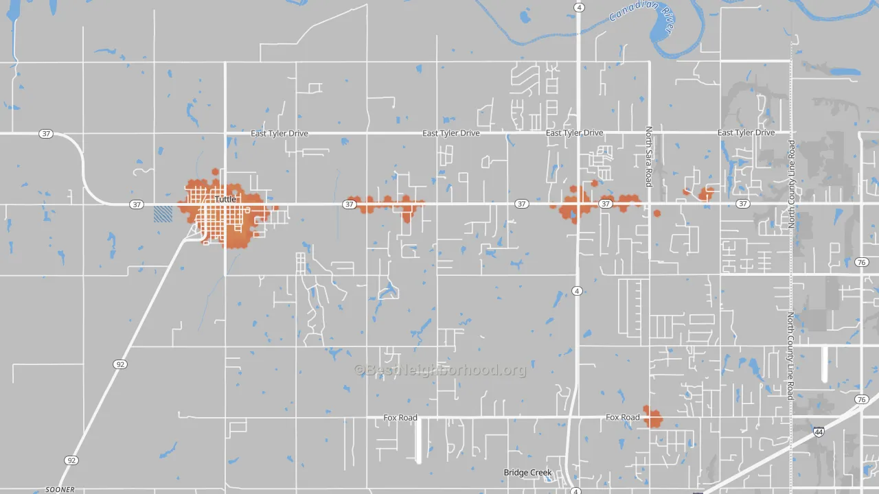 Bike Grade map of Tuttle, OK