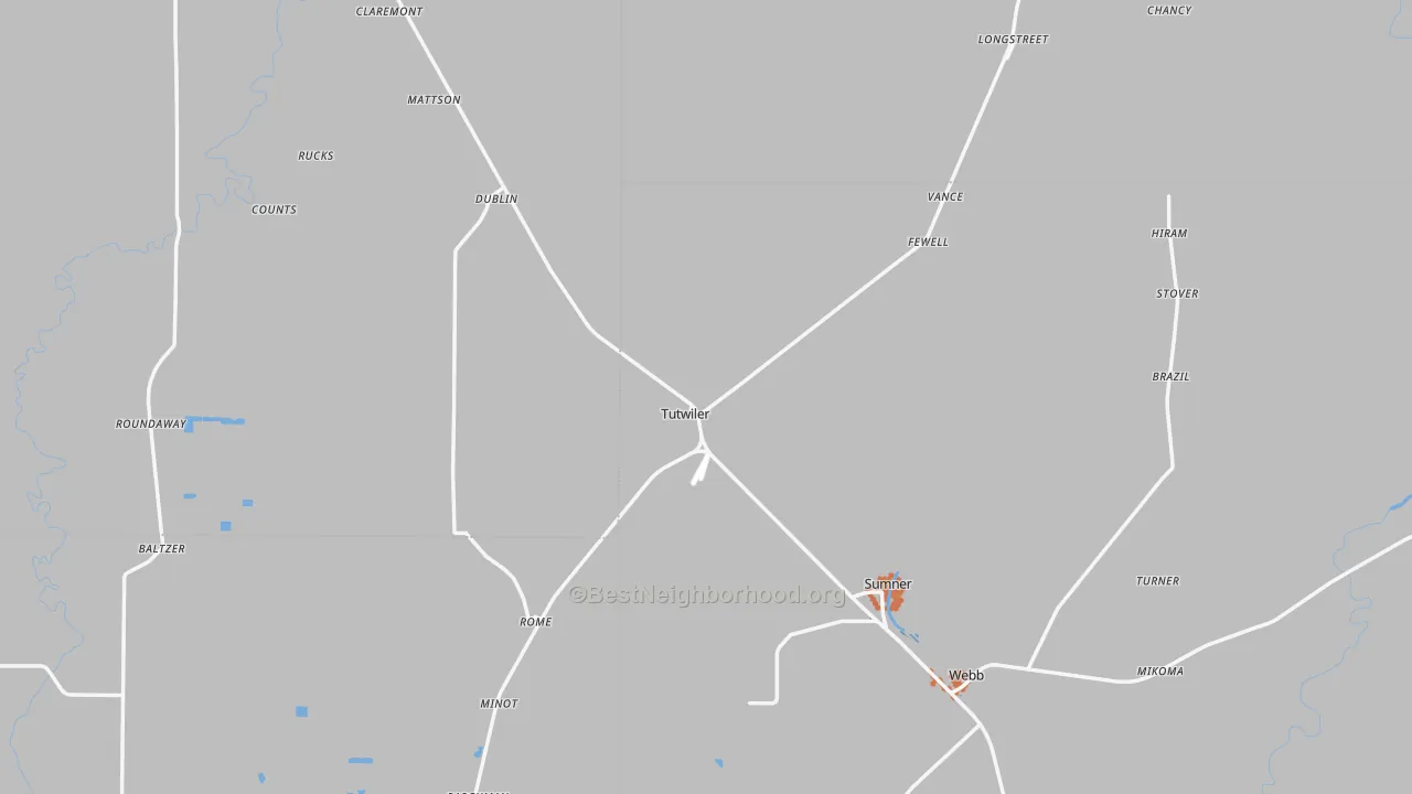 Bike Grade map of Tutwiler, MS