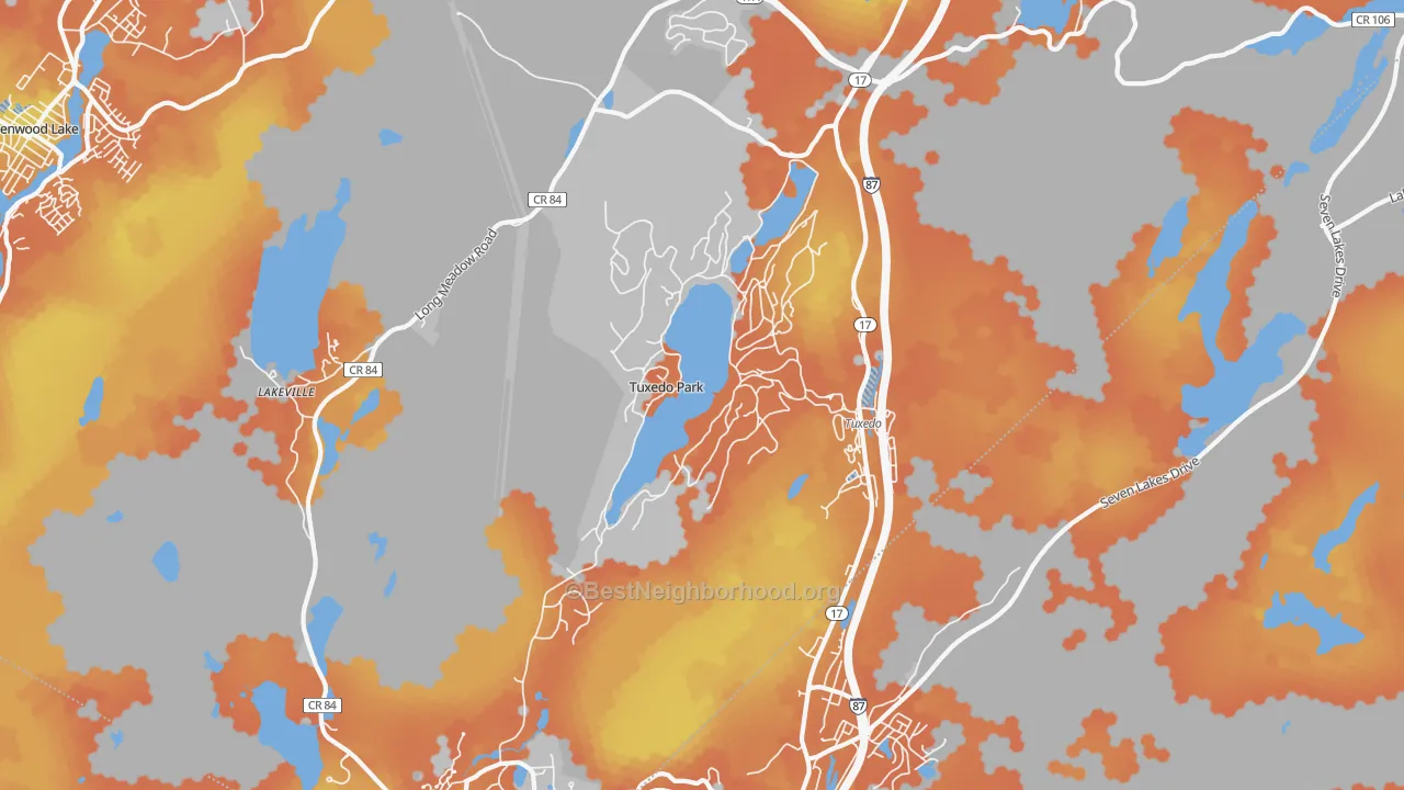 Bike Grade map of Tuxedo Park, NY