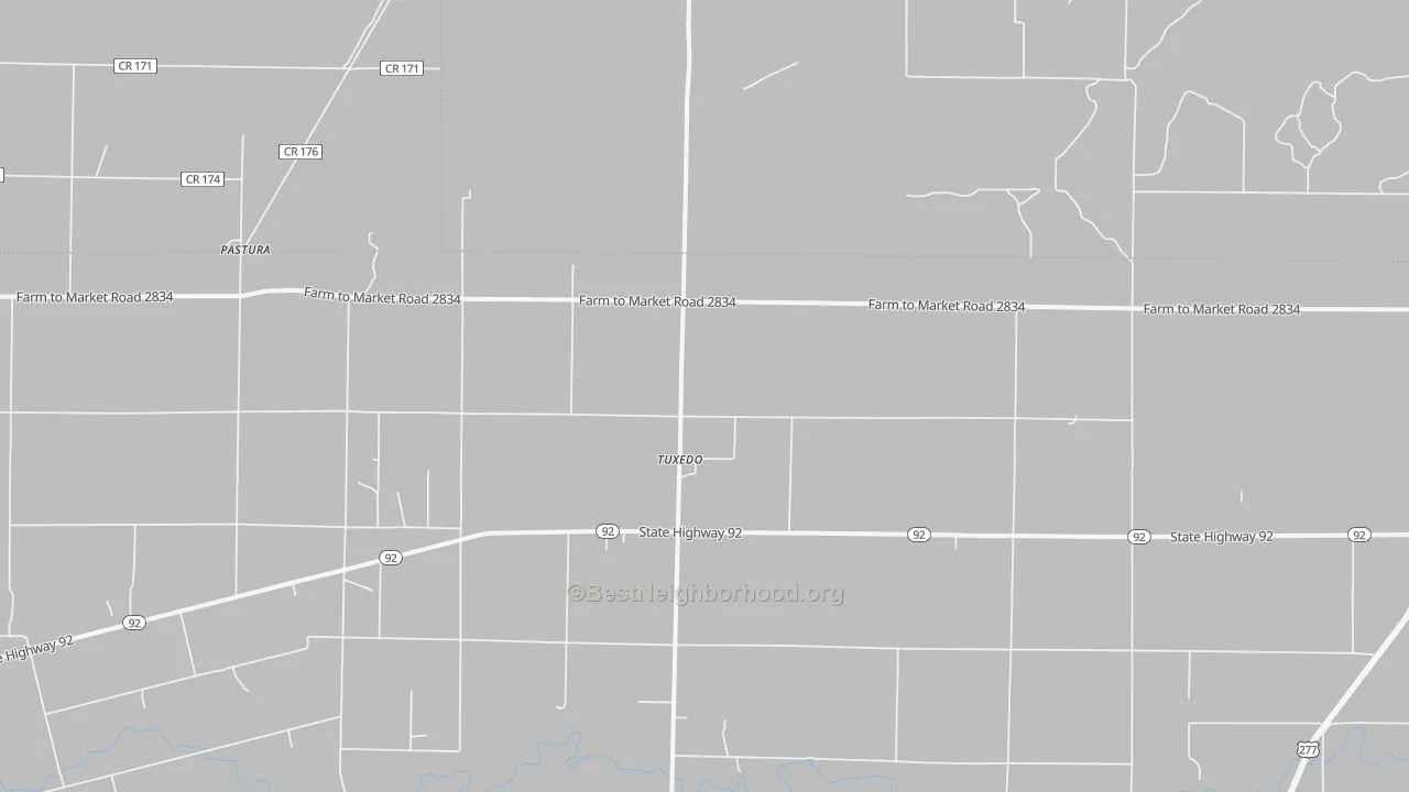 Bike Grade map of Tuxedo, TX