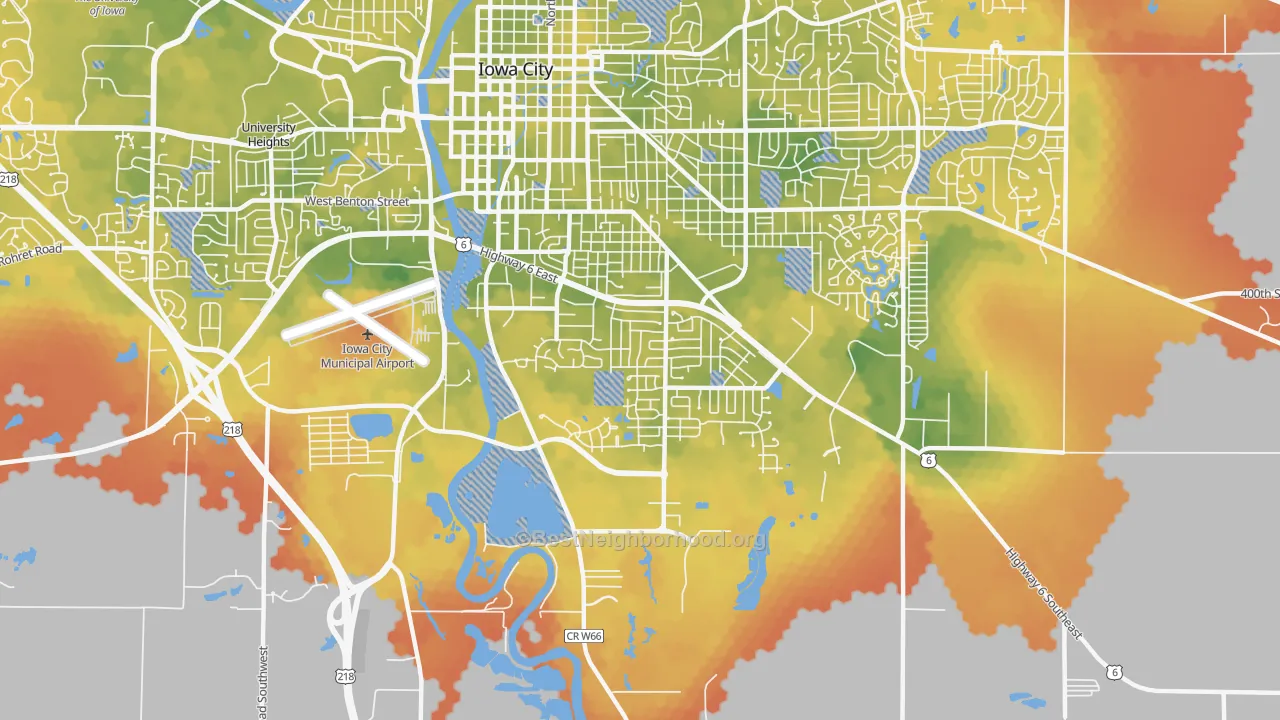 Bike Grade map of Twain, Iowa City, IA