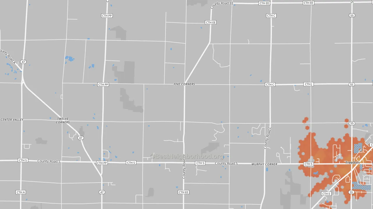 Bike Grade map of Twelve Corners, WI