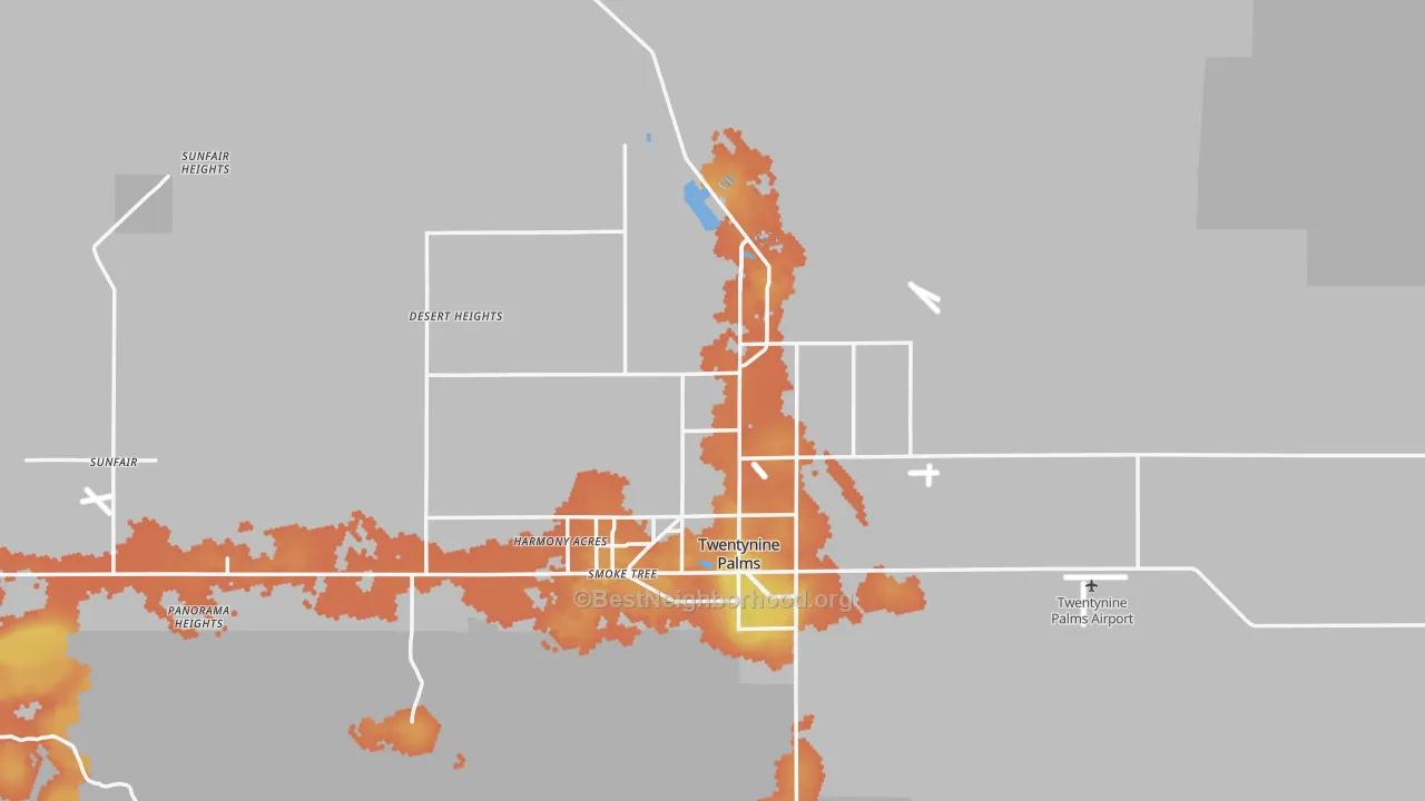 Bike Grade map of Twentynine Palms, CA
