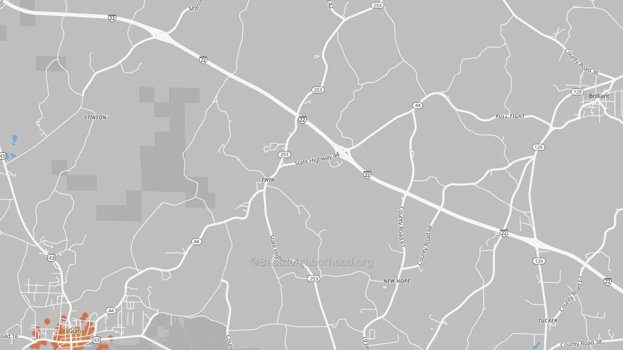 Bike Grade map of Twin, AL