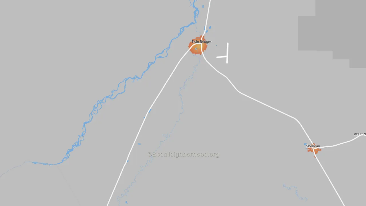 Bike Grade map of Twin Bridges, MT