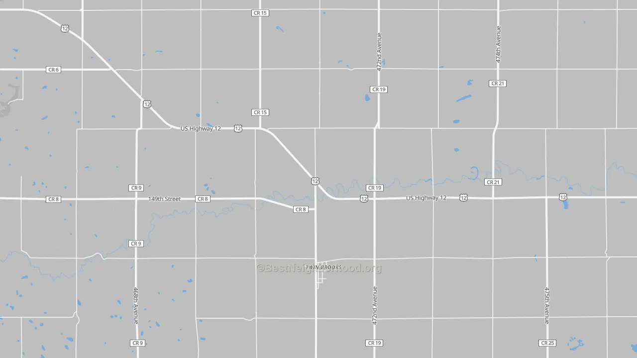 Bike Grade map of Twin Brooks, SD