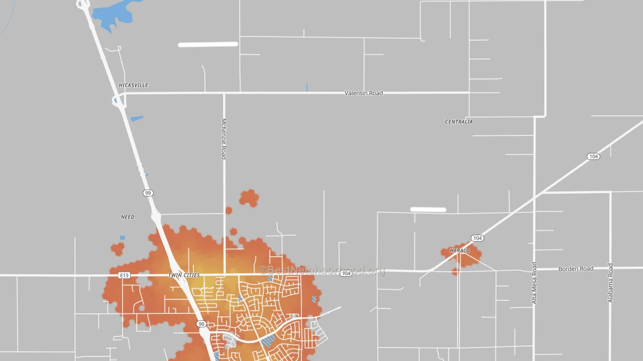 Bike Grade map of Twin Cities, CA
