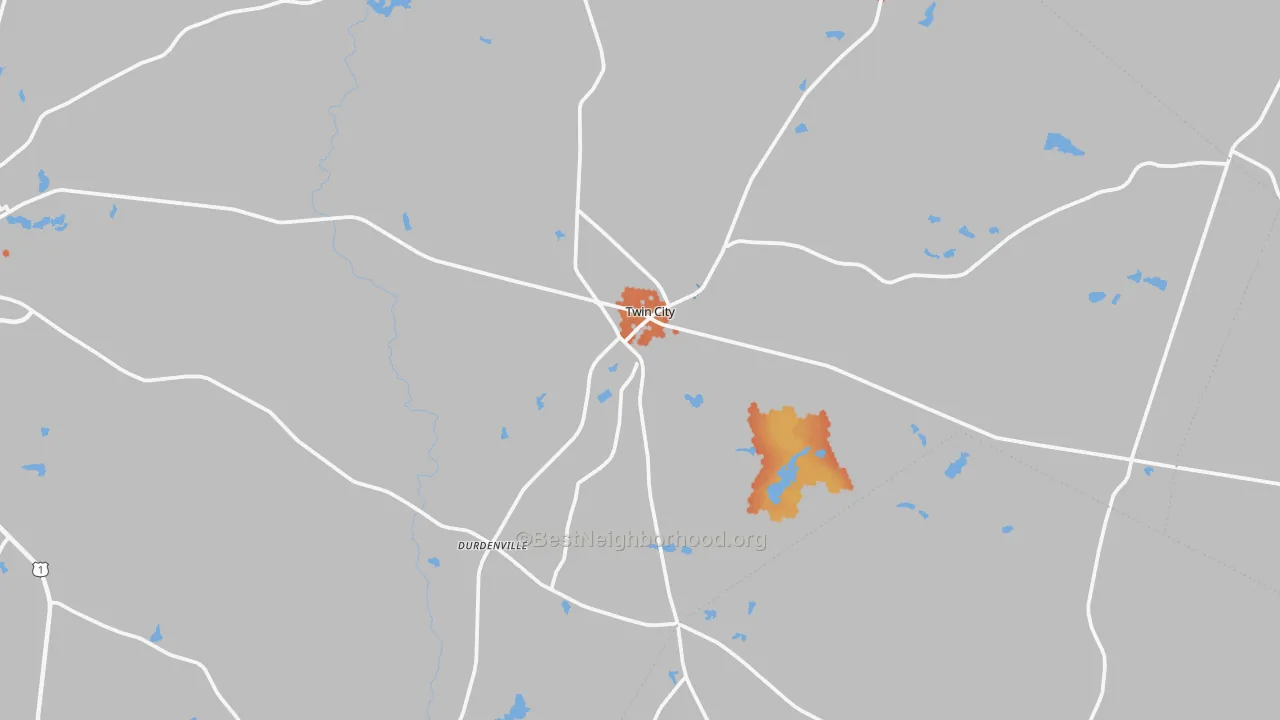 Bike Grade map of Twin City, GA