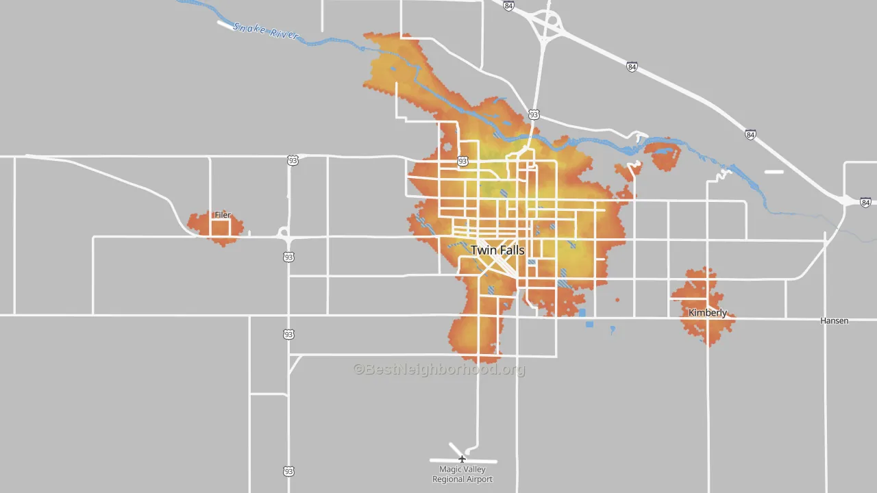 Bike Grade map of Twin Falls County, ID