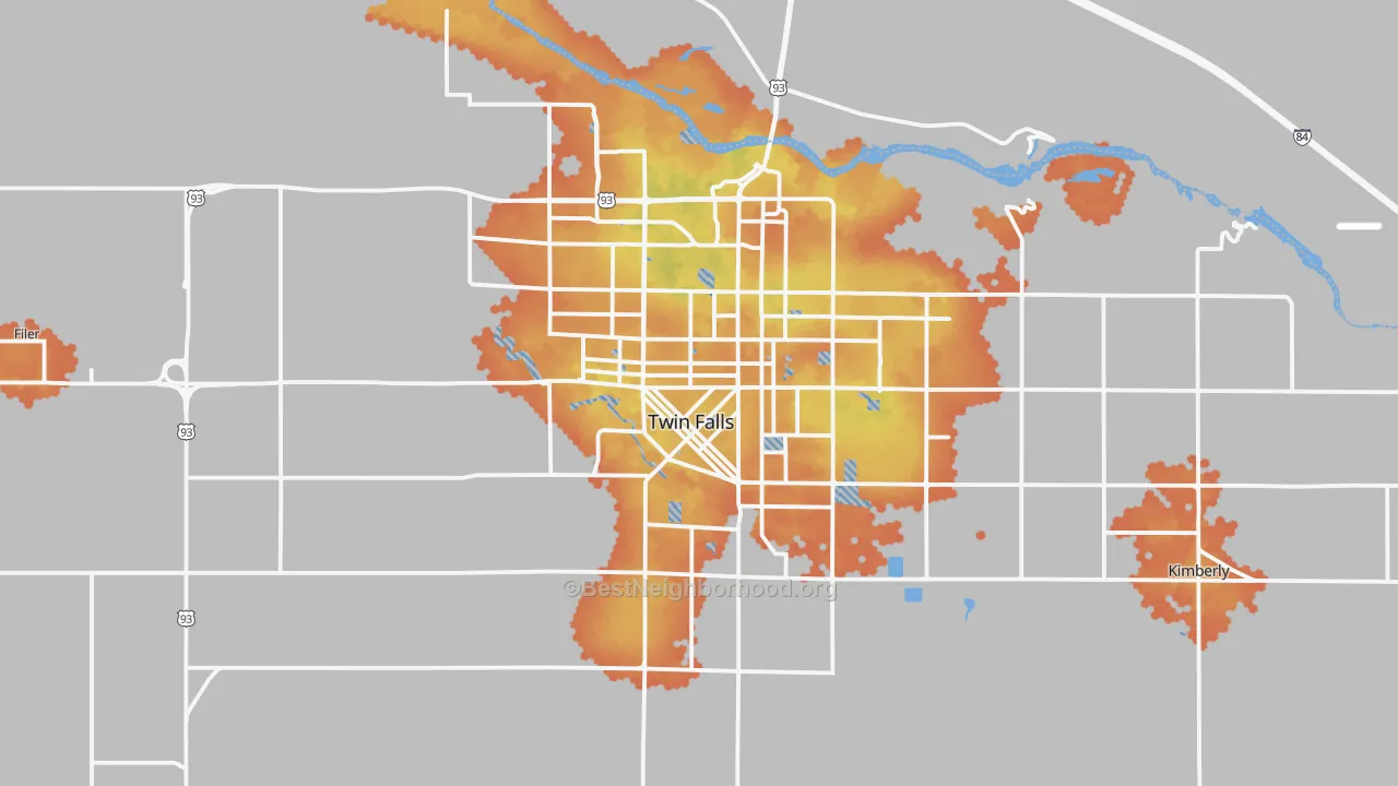 Bike Grade map of Twin Falls, ID