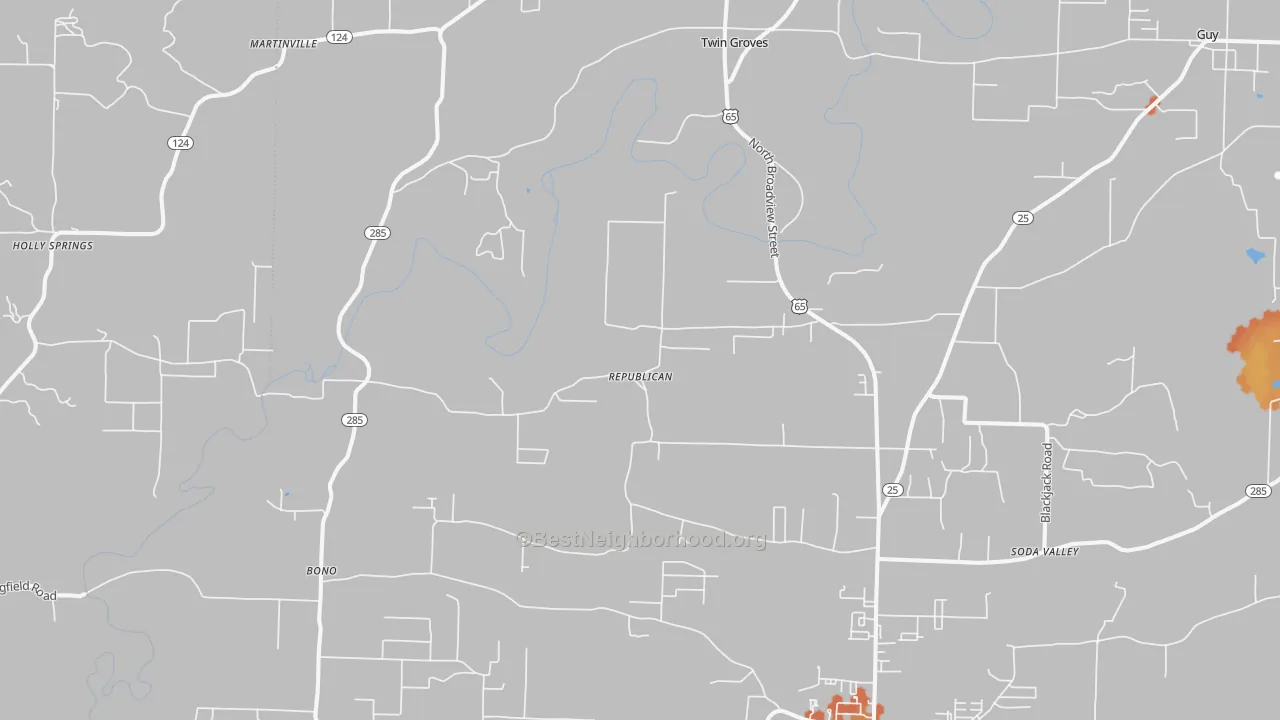 Bike Grade map of Twin Groves, AR