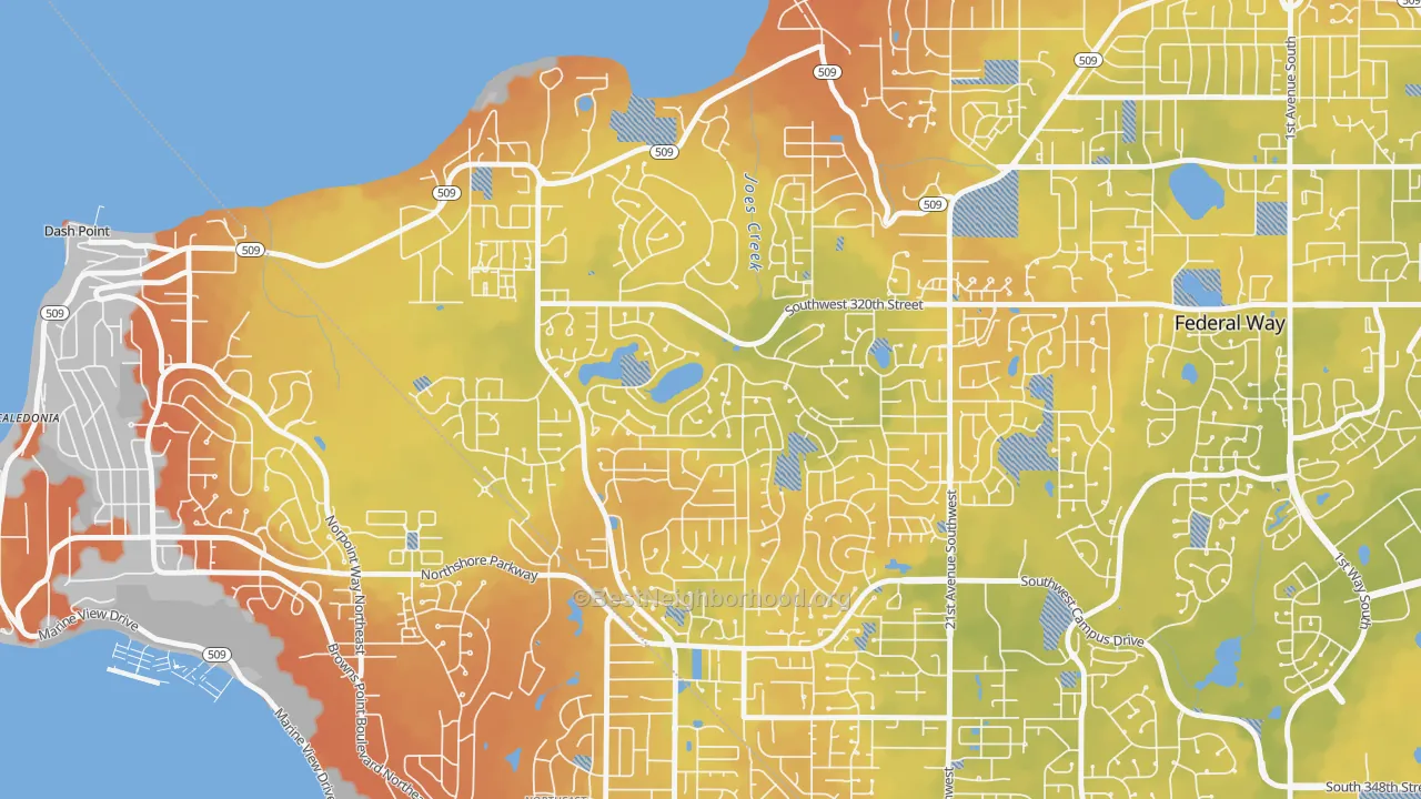 Bike Grade map of Twin Lakes, Federal Way, WA