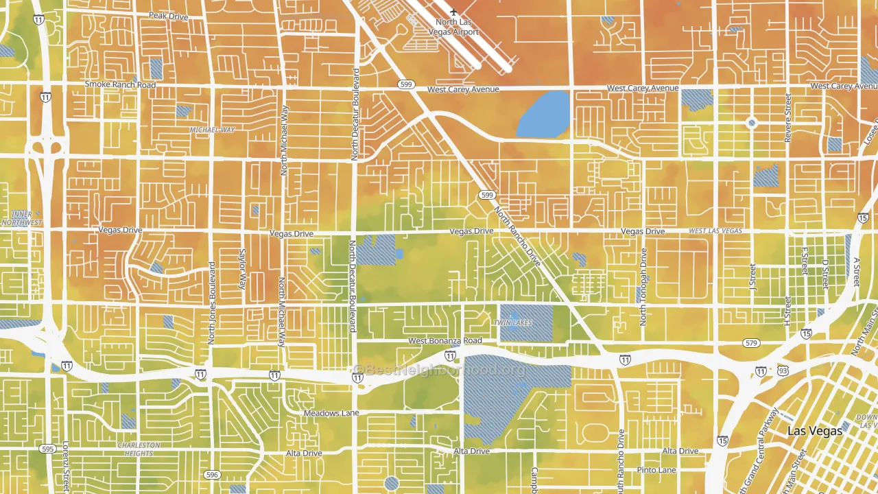 Bike Grade map of Twin Lakes, Las Vegas, NV