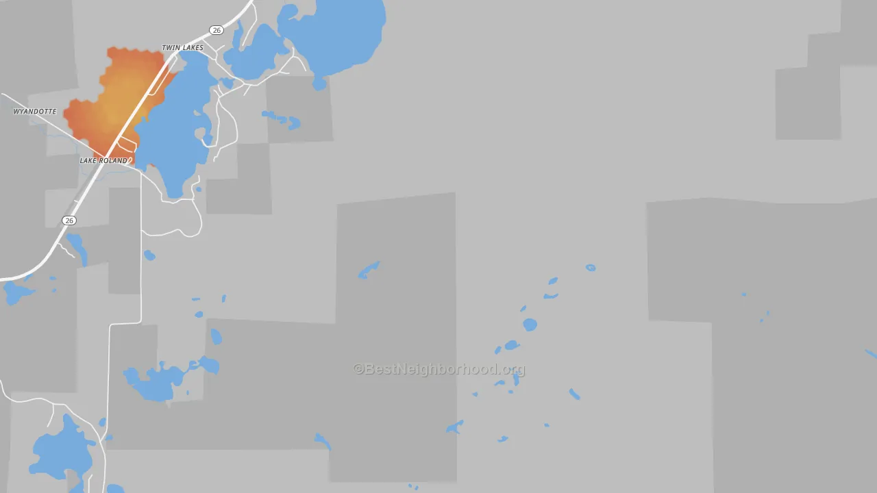 Bike Grade map of Twin Lakes, MI