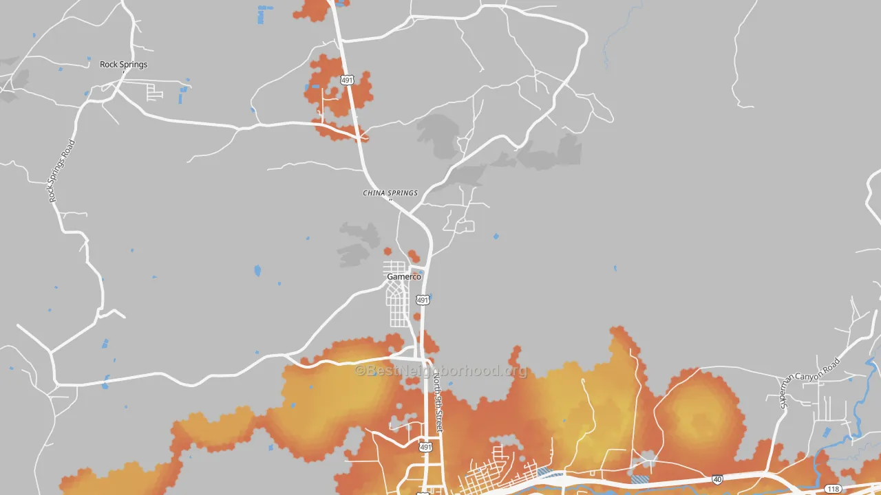 Bike Grade map of Twin Lakes, NM