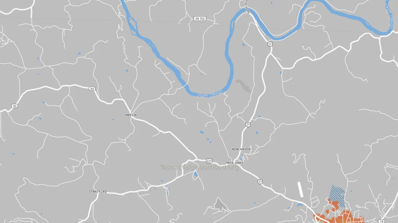 Bike Grade map of Twin Oaks, NC