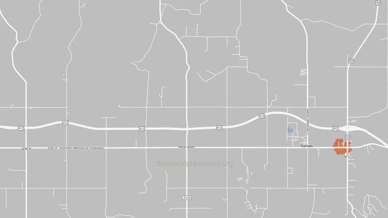 Bike Grade map of Twin Oaks, OK