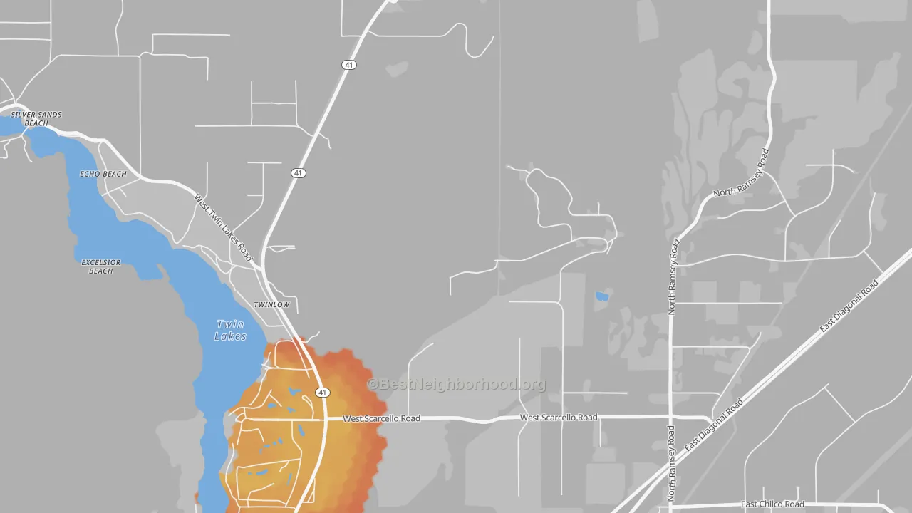 Bike Grade map of Twinlow, ID