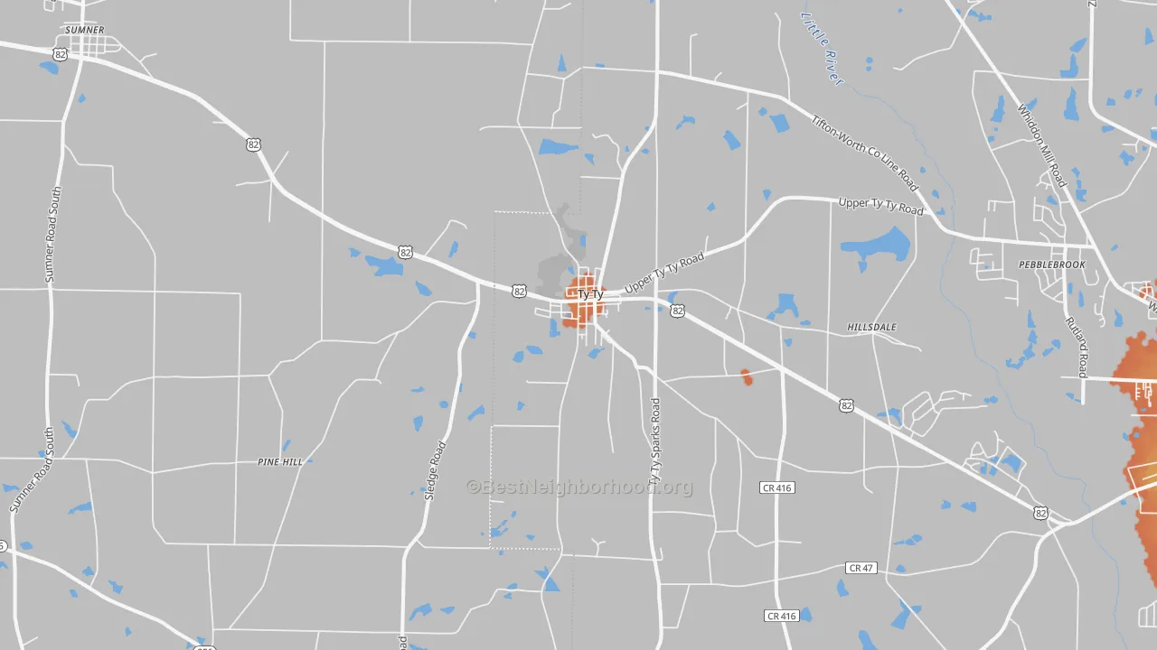 Bike Grade map of Ty Ty, GA