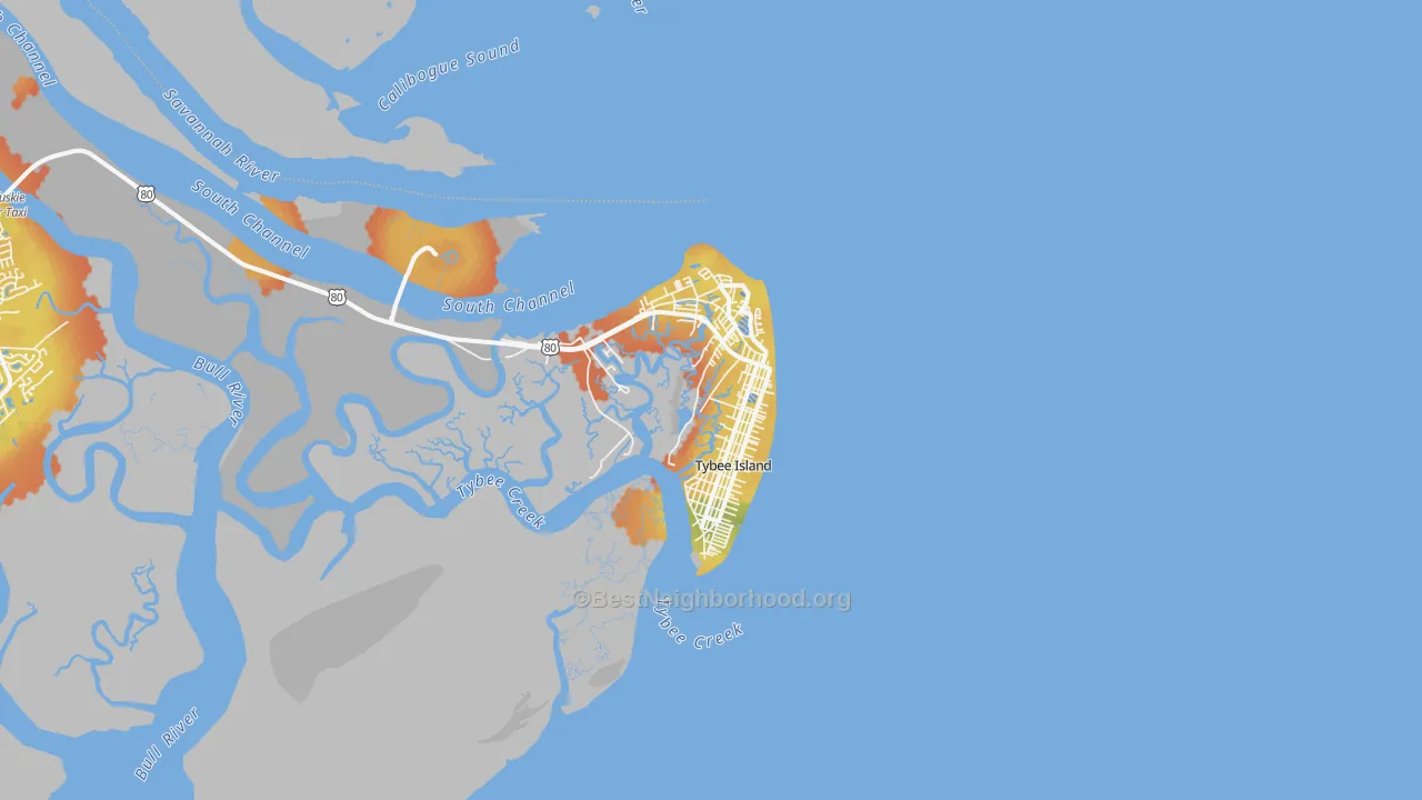 Bike Grade map of Tybee Island, GA
