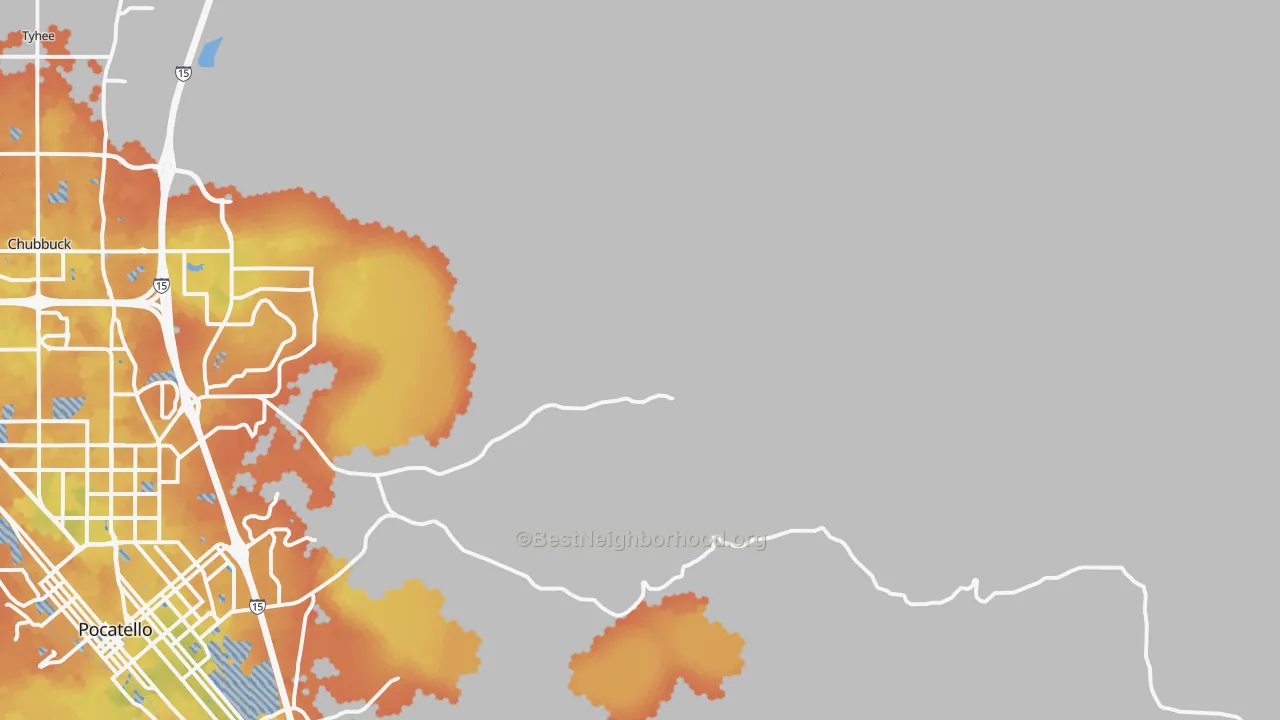 Bike Grade map of Tyhee, ID