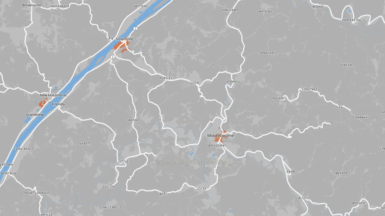 Bike Grade map of Tyler County, WV