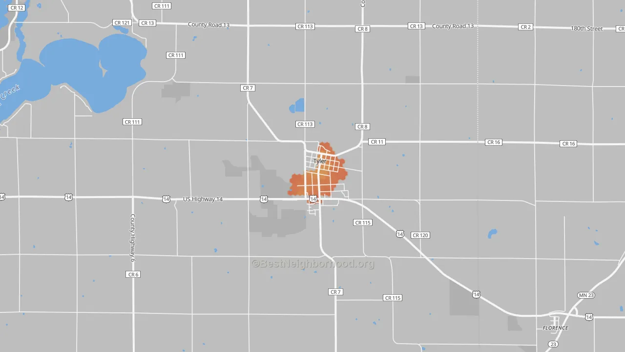 Bike Grade map of Tyler, MN