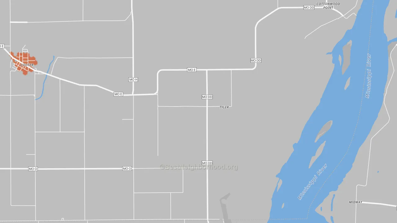 Bike Grade map of Tyler, MO