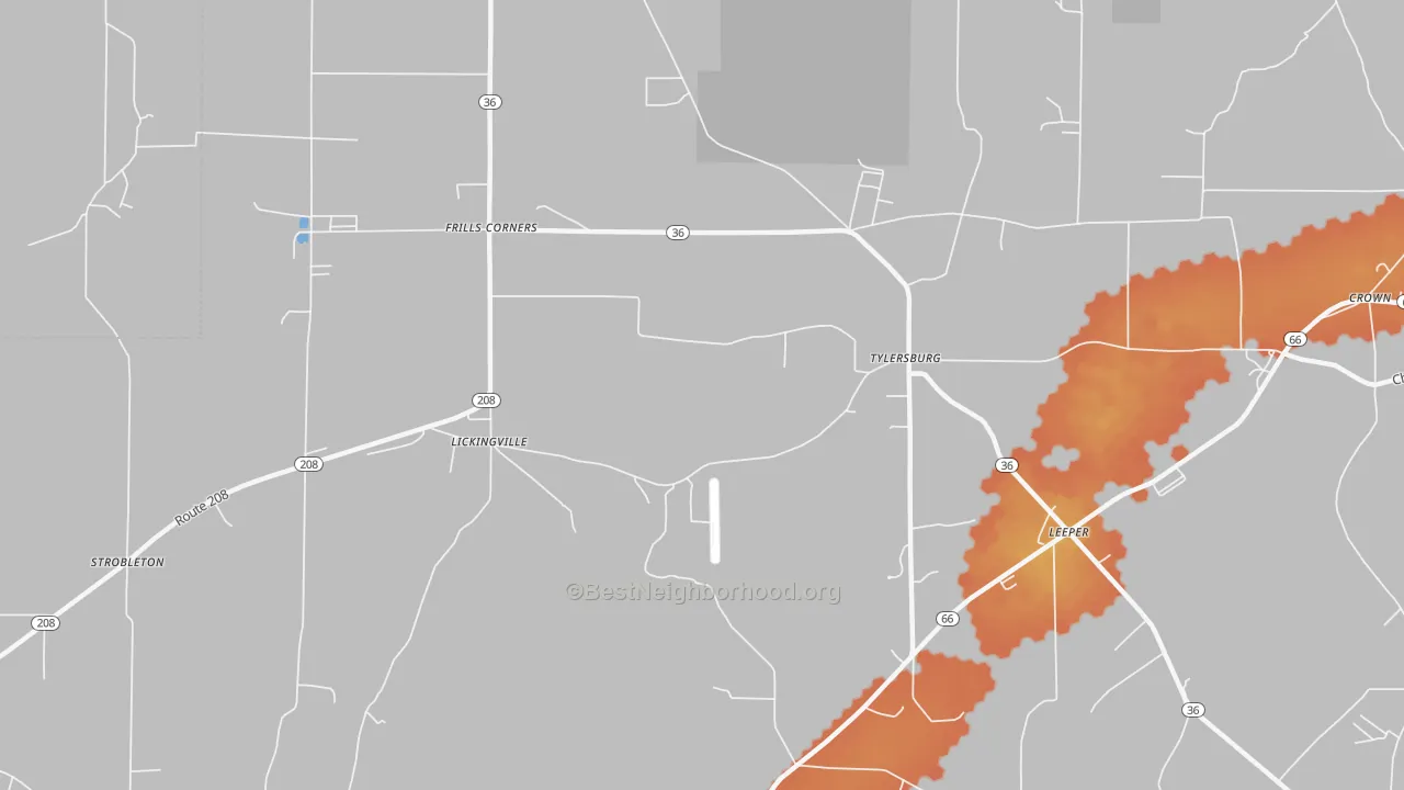 Bike Grade map of Tylersburg, PA