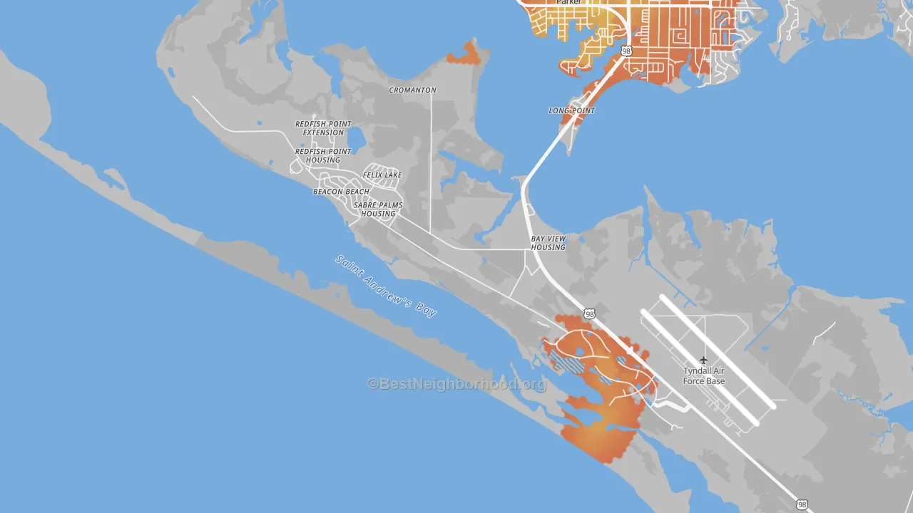 Bike Grade map of Tyndall AFB, FL