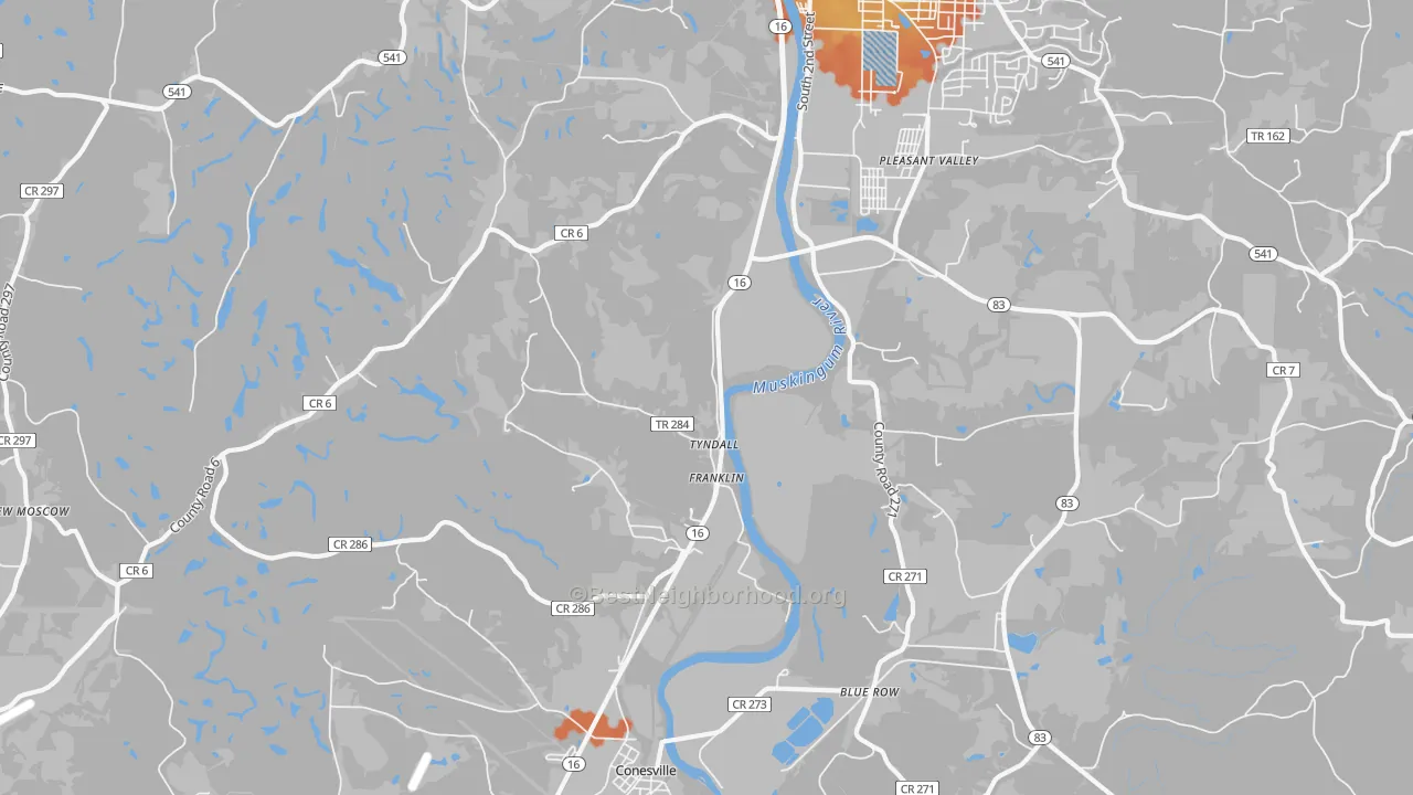 Bike Grade map of Tyndall, OH