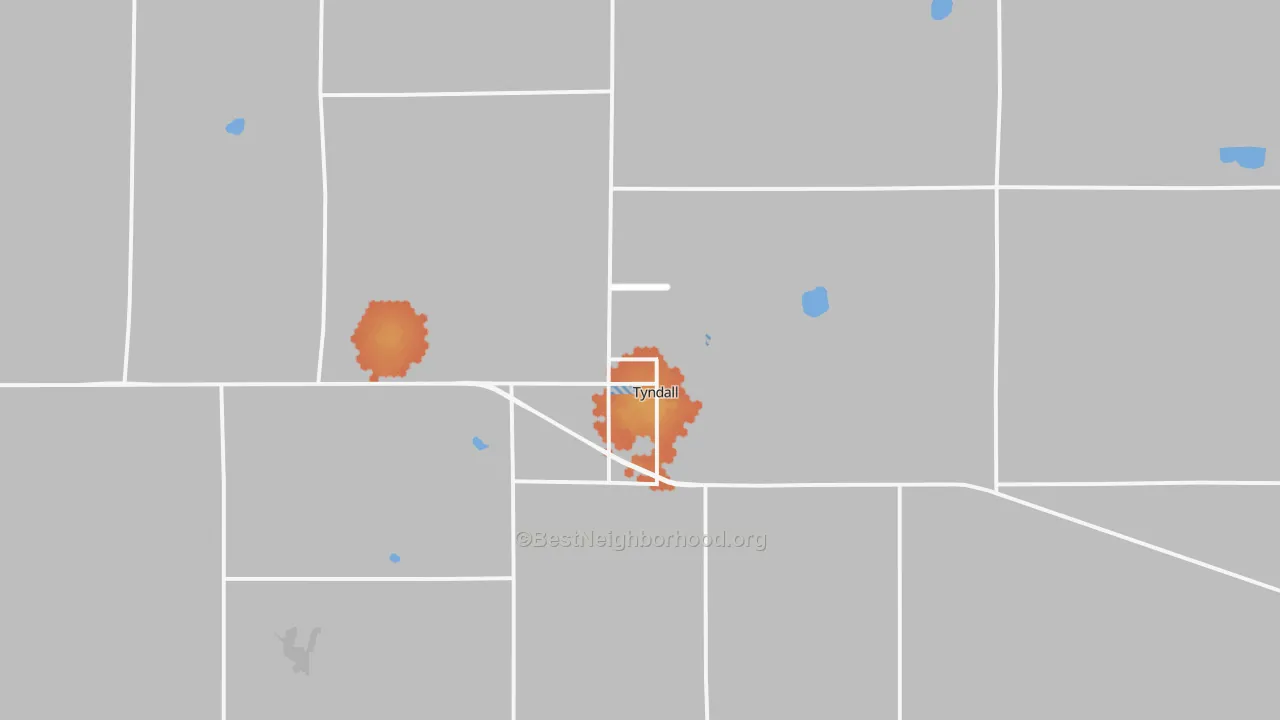 Bike Grade map of Tyndall, SD