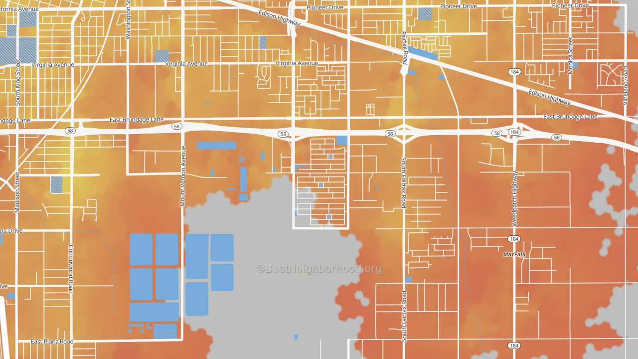 Bike Grade map of Tyner Homes, Bakersfield, CA