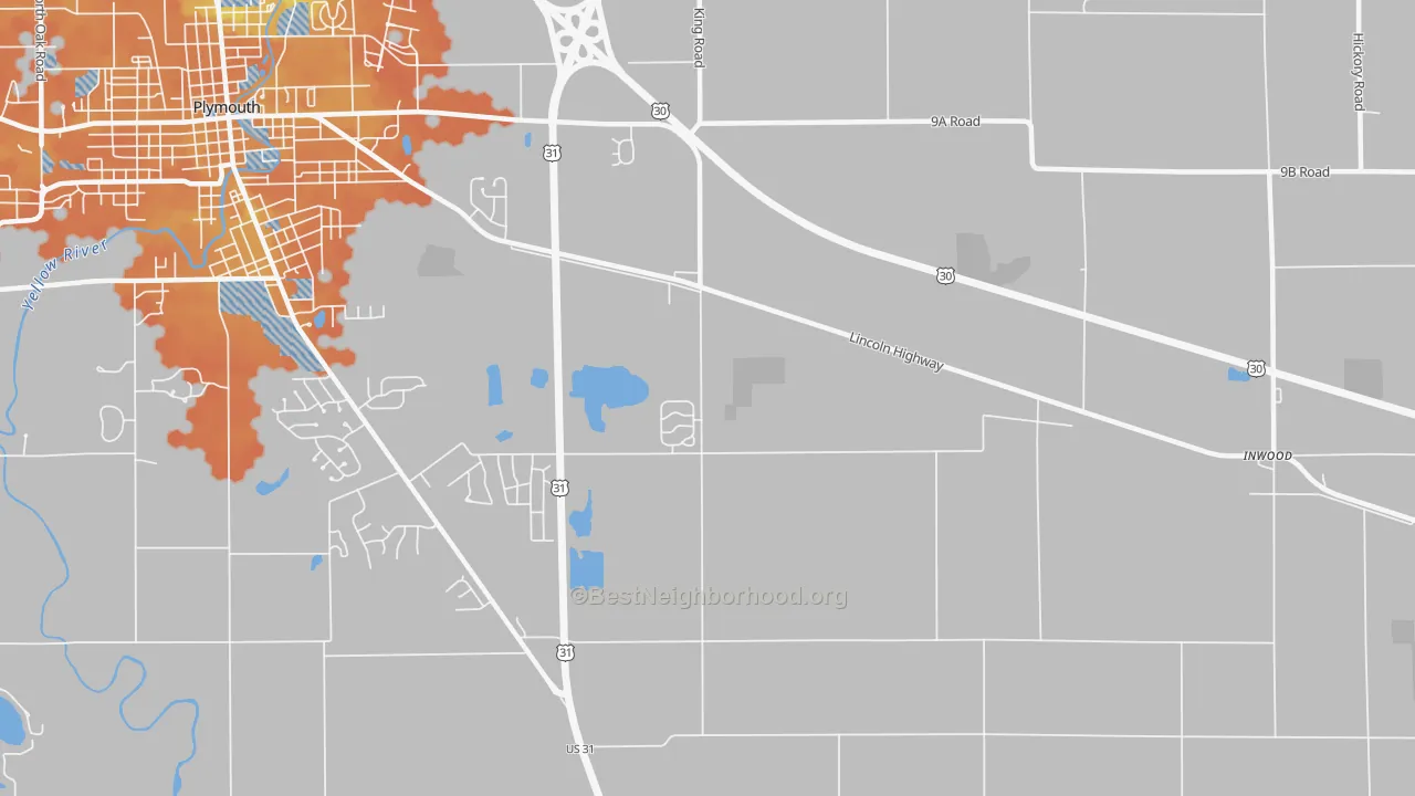Bike Grade map of Tyner, IN