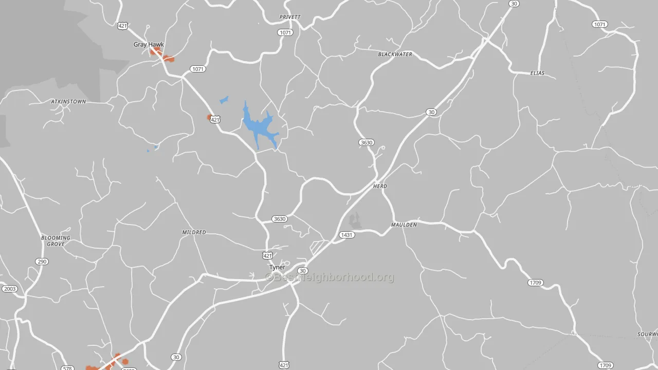 Bike Grade map of Tyner, KY